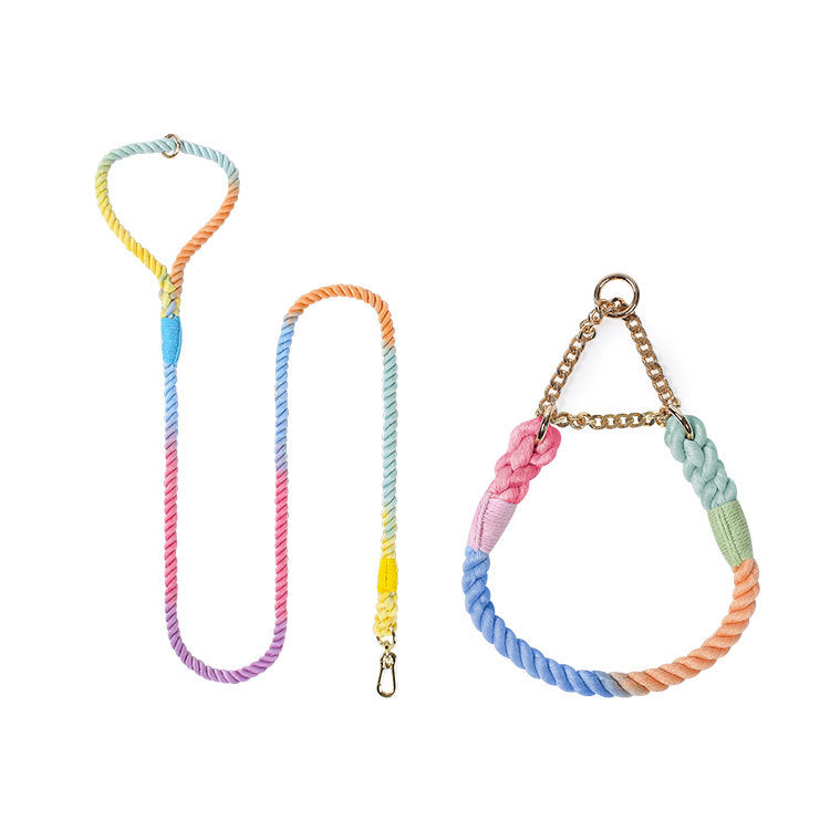 Woven Cotton Pet Leash And Collar Set For Comfortable Walking Control