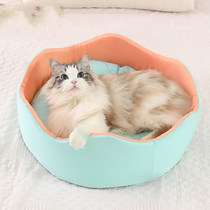 Ice Silk Breathable Nest Pet Bed Cooling Soft Indoor Sleeping