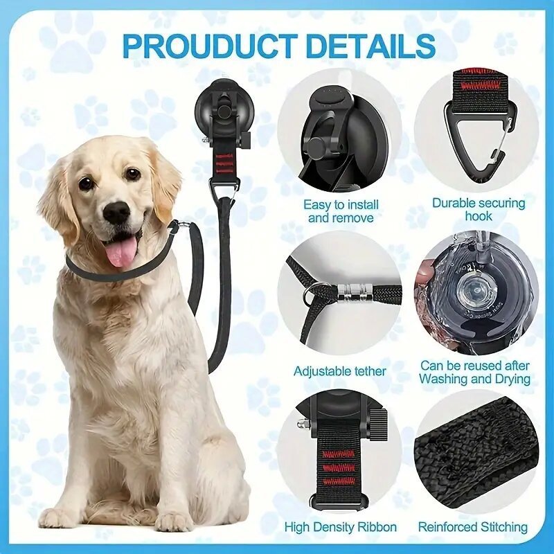 Pet Bathing Suction Cup Restraint System For Safe Grooming Control