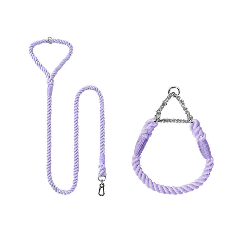 Woven Cotton Pet Leash And Collar Set For Comfortable Walking Control
