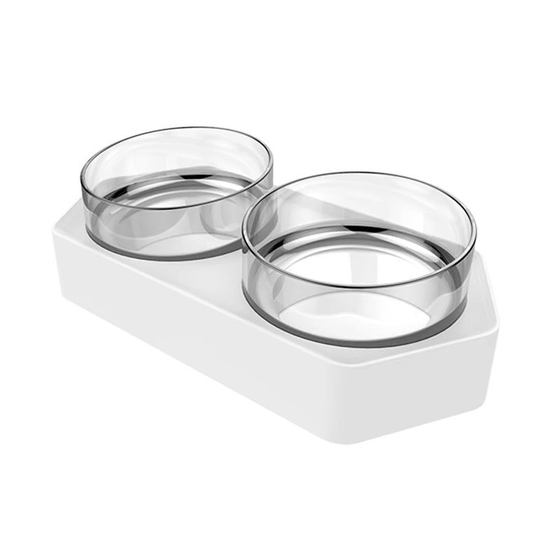 Ceramic Double Bowl Pet Feeding Water Holder Anti Neck Strain Stand