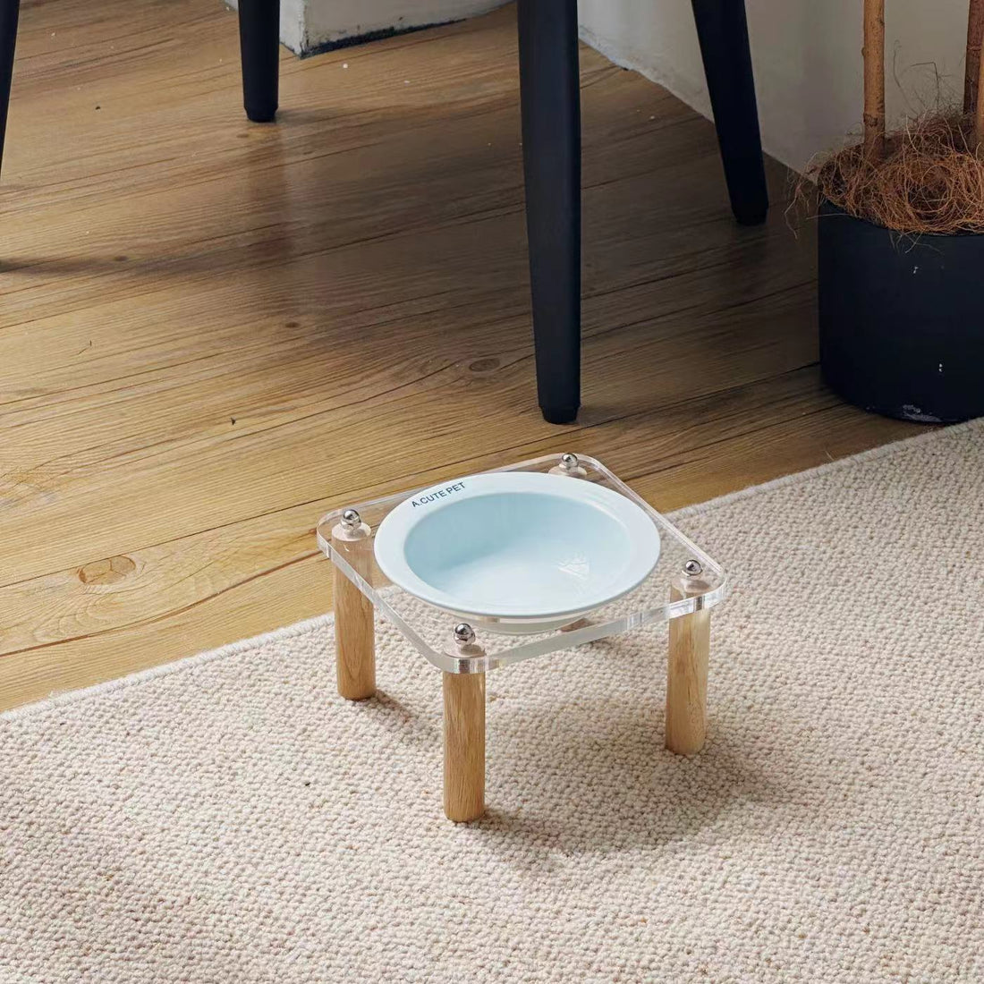 Ceramic Anti-Tumble Raised Pet Food And Water Double Bowl Stand
