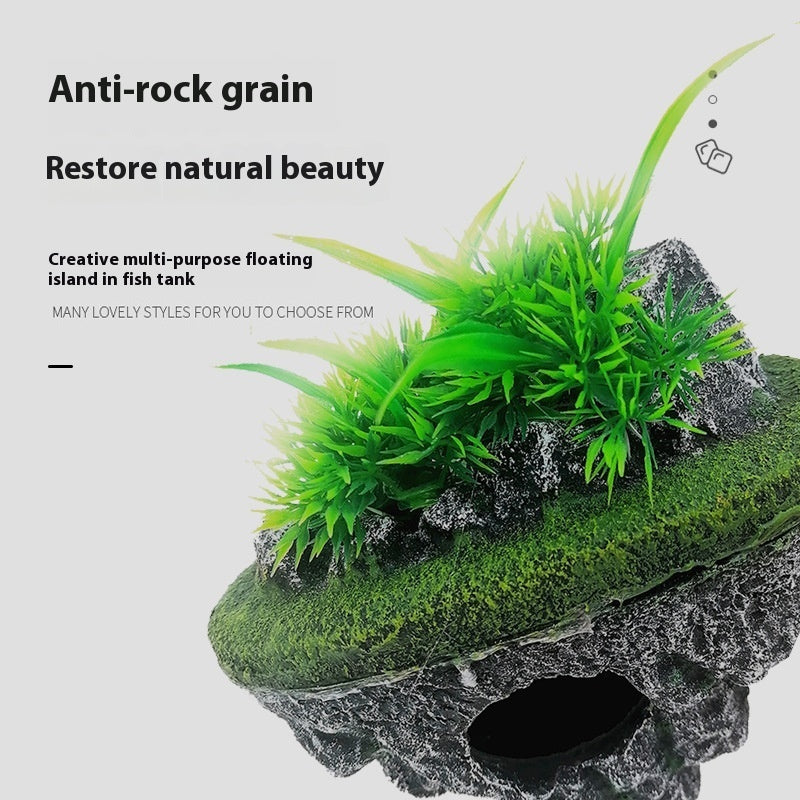 Floating Stone Ornament For Pet Tank Landscaping Decoration