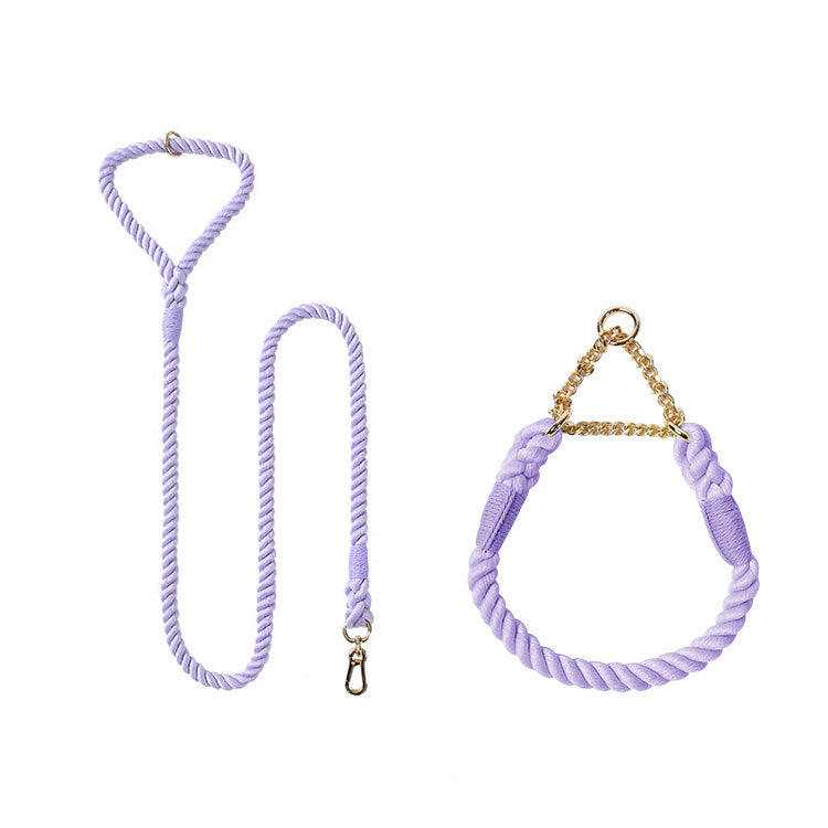 Woven Cotton Pet Leash And Collar Set For Comfortable Walking Control