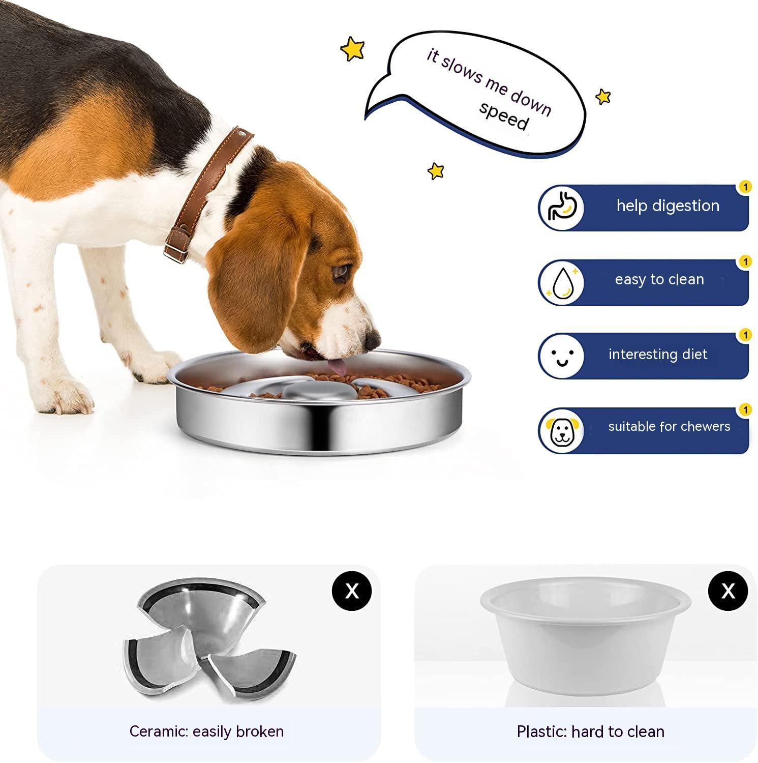 Stainless Steel Pet Slow Feeding Neck Protector Bowl