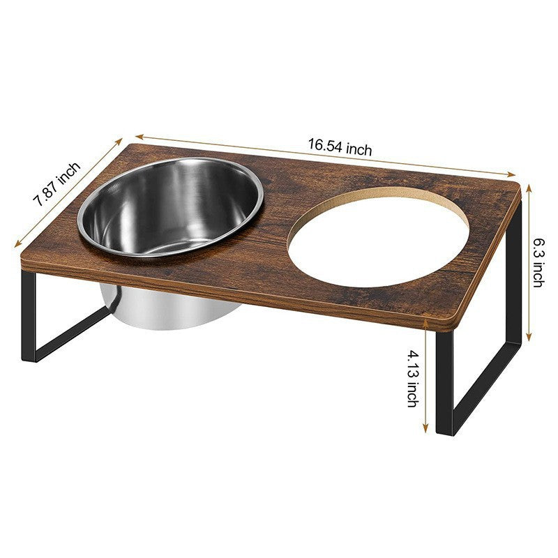 Pet Iron Wood Combined Feeding Rack With Bowl Stand