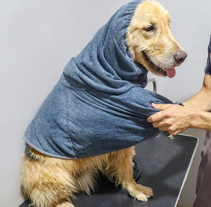 Highly Absorbent Cotton Pet Bathrobe Towel For Quick Drying