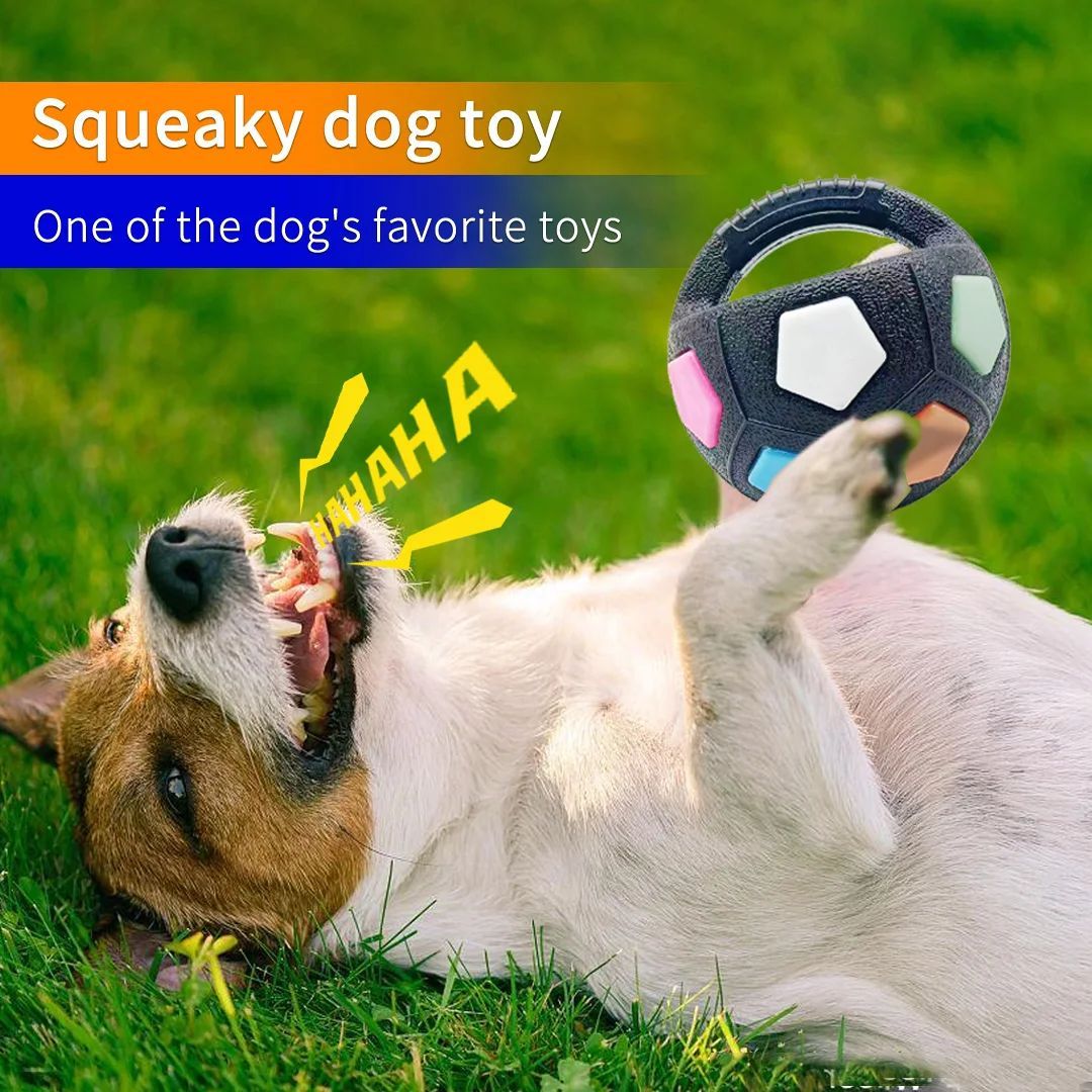 New Football Tennis Ball Shape Pet Toy Durable Teething Relief Outdoor Training Squeaky Toy