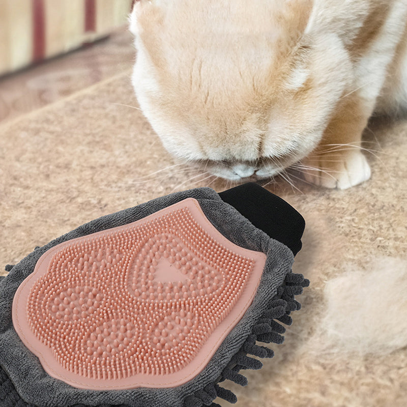 2-In-1 Pet Bathing Grooming Glove For Brushing And Massage Use